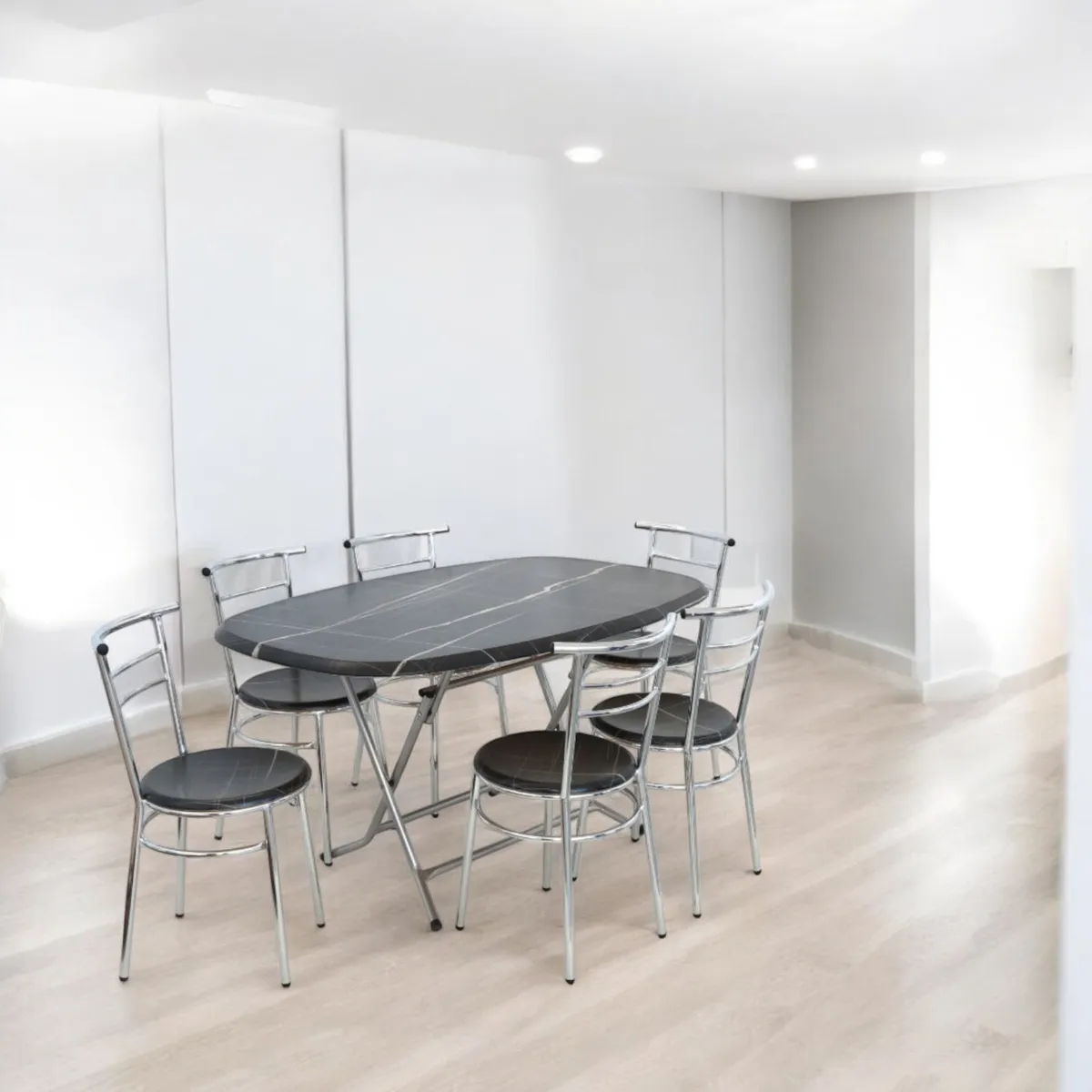 Pack Table marbre noir + 6 chaises Casa