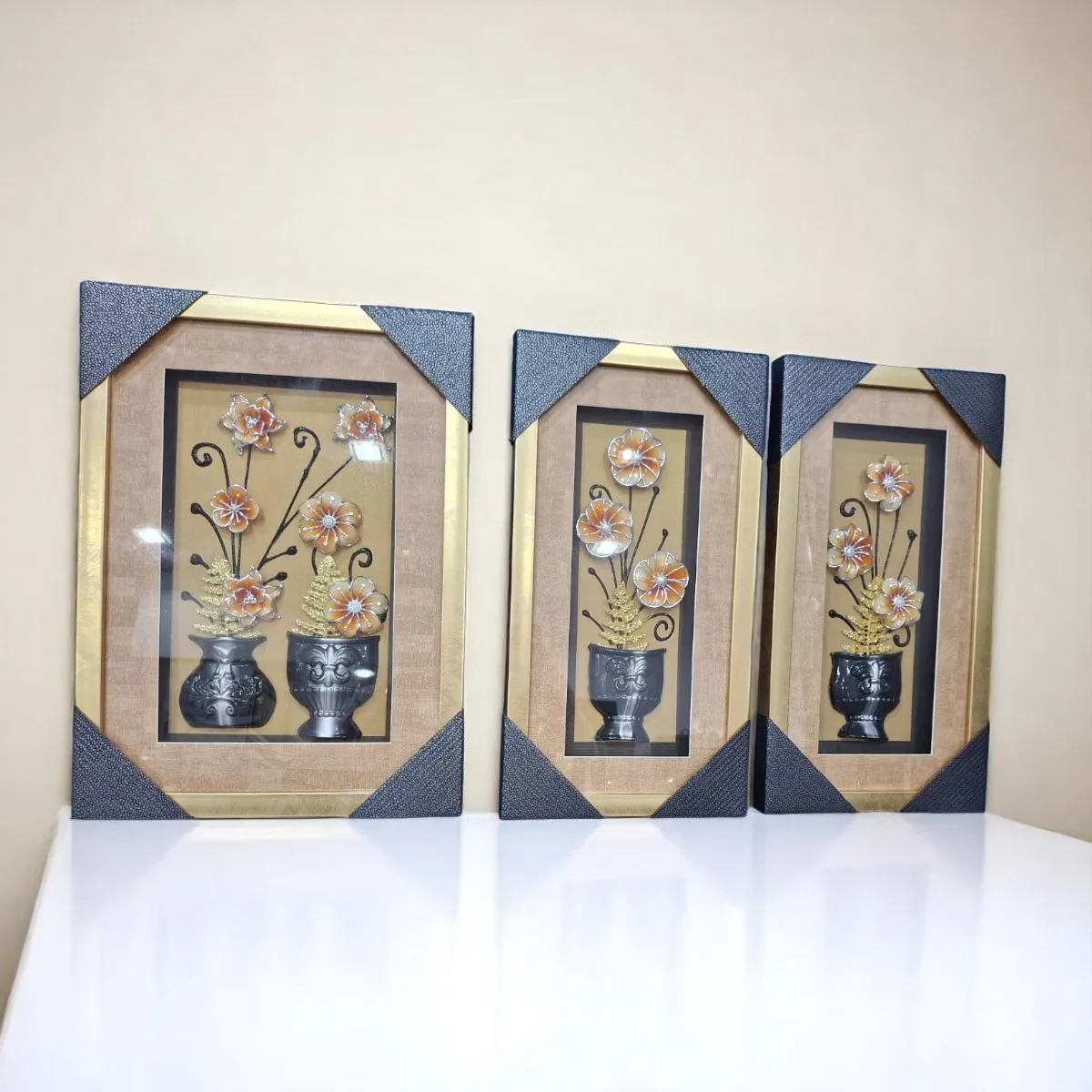 Pack de 3 tableaux décoratifs ajourés plante