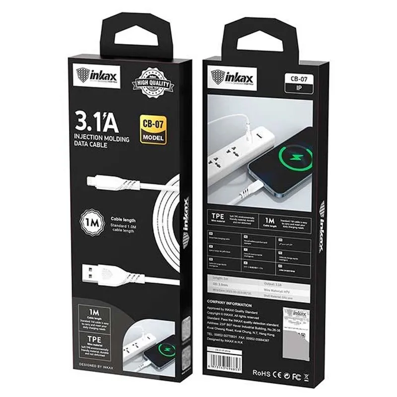 Câble Chargeur Inkax CB-07 USB Vers Lightning Blanc