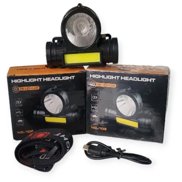 Rechargeable 3W LED+COB Highlight Head Lamp