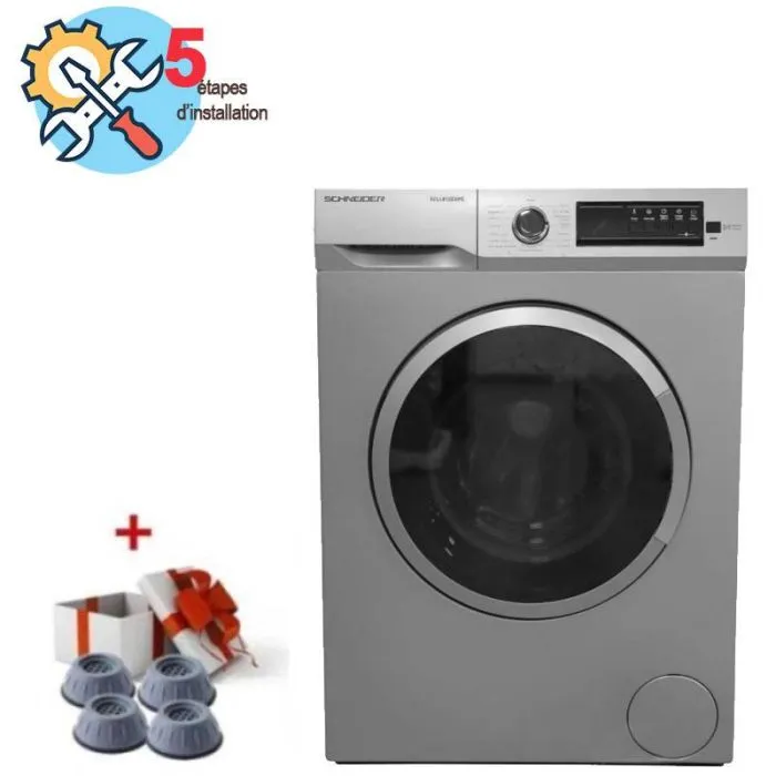 Lave linge Frontal SCHNEIDER SCLL812EXPS 8Kg + Pack 4 Tampons