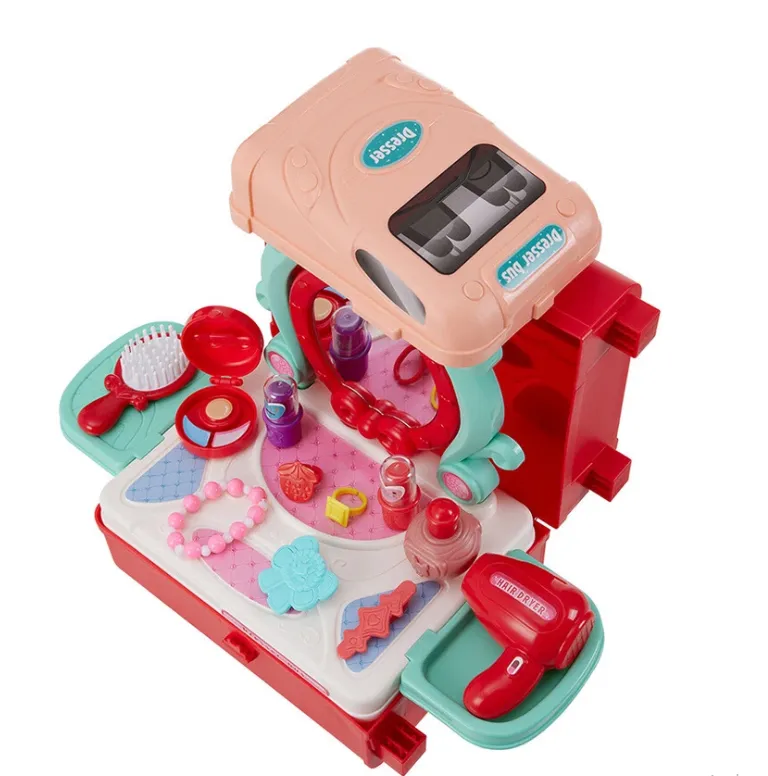 Coiffeuse Enfant “Dresser Bus” 3 en 1 – Valisette Beauté Transformable avec Accessoires