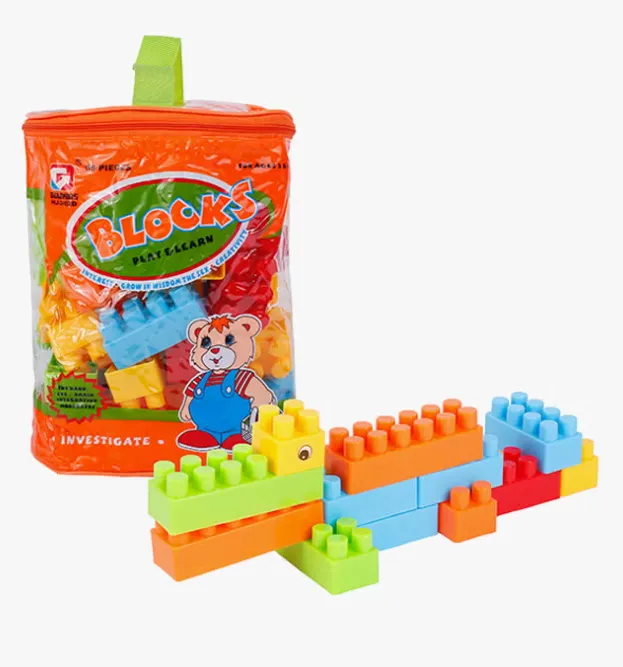 Sac de Blocs de Construction 56 Pièces – Jeu Éducatif pour Enfants