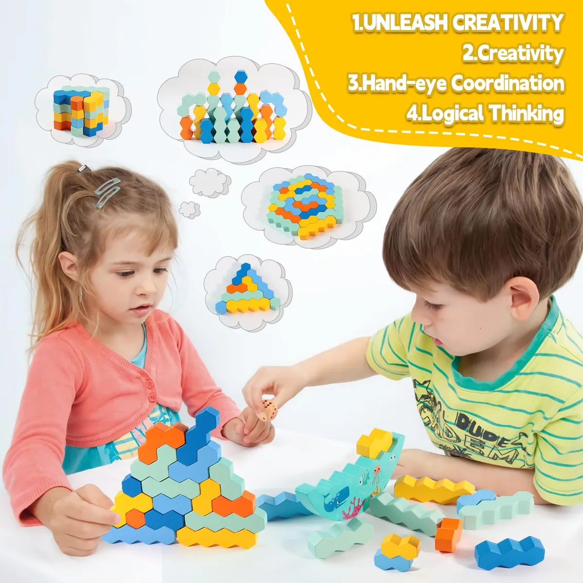 Jeu d’Empilage et d’Équilibrage en Bois pour Enfants