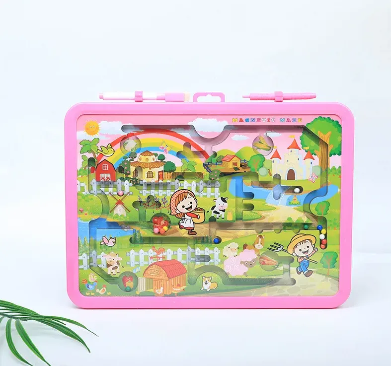 Labyrinthe magnétique éducatif portable avec stylo pour enfants
