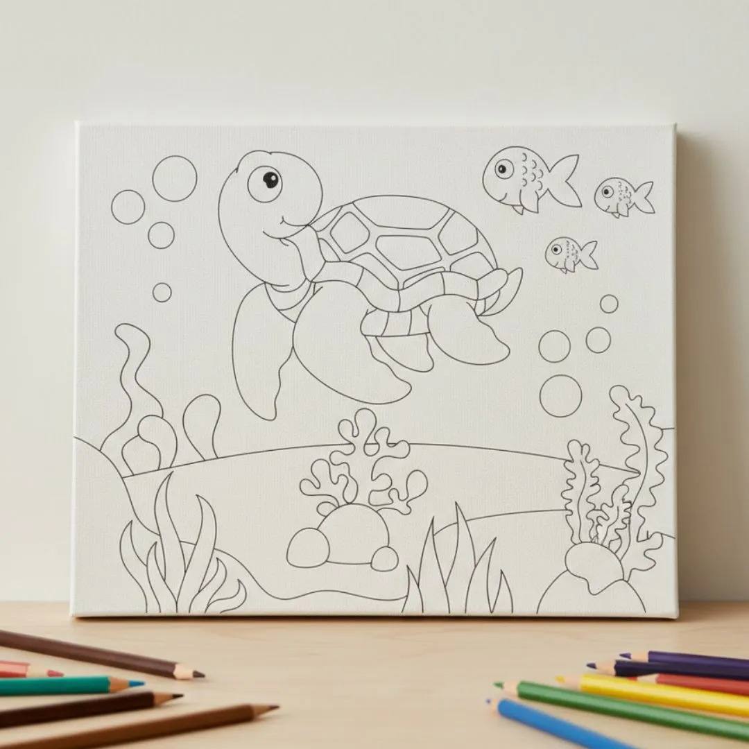 Ensemble de Peinture pour Enfants 40×30 – Toile à Colorier