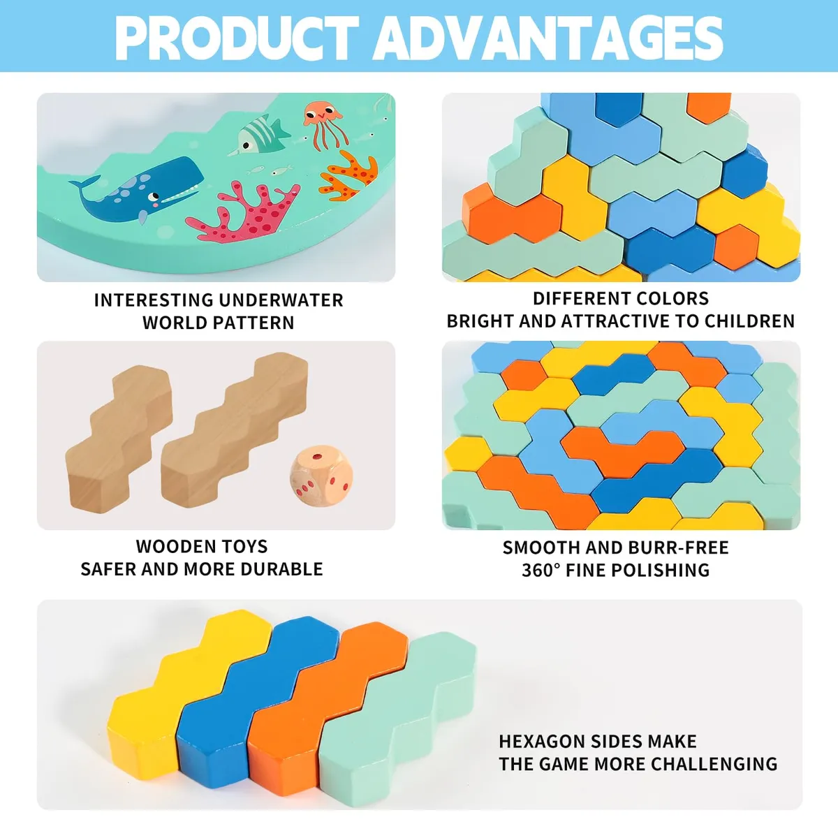 Jeu d’Empilage et d’Équilibrage en Bois pour Enfants