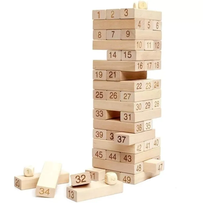 Jenga blocks en bois 54 pièces