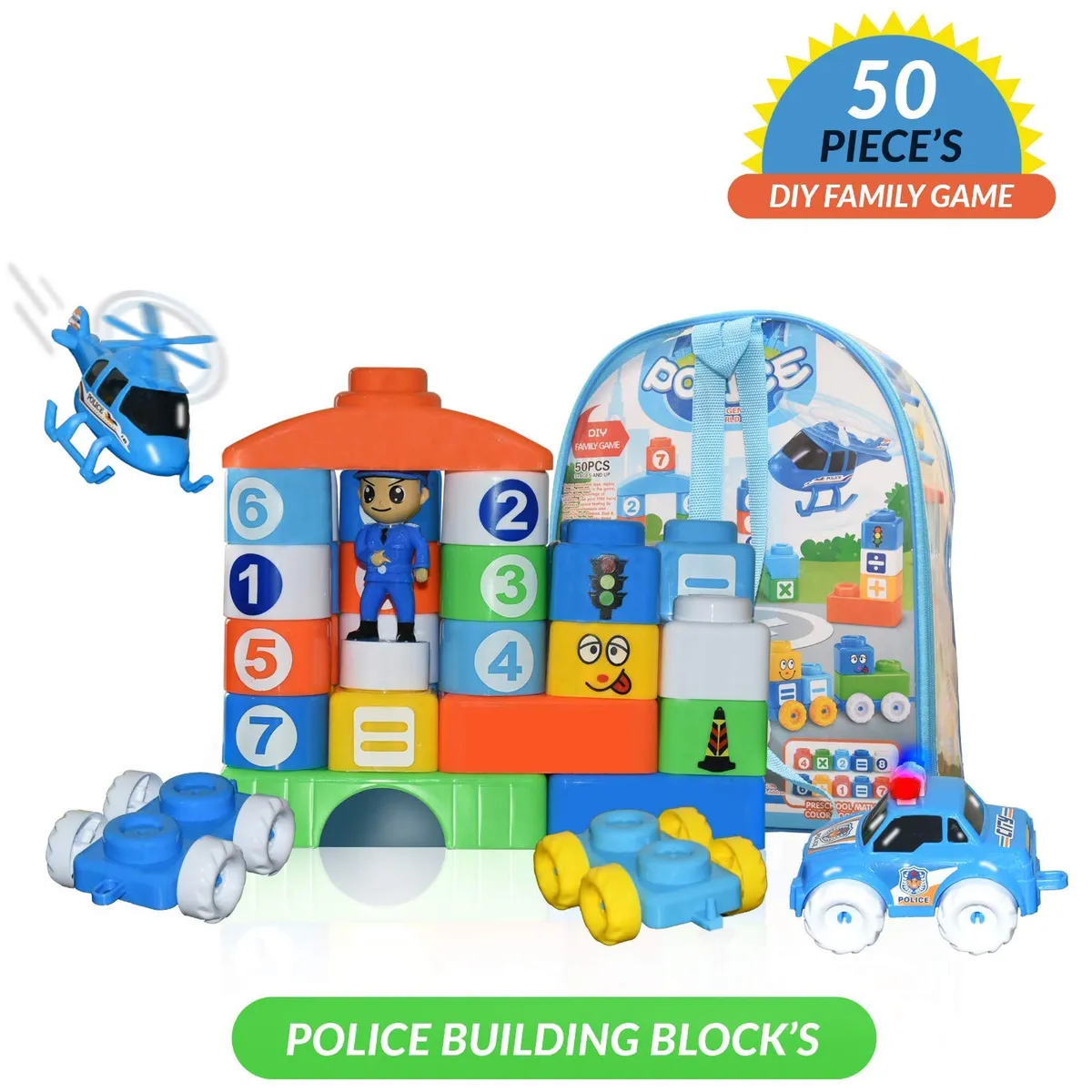 Sac de Blocs de Construction Police 50 Pièces