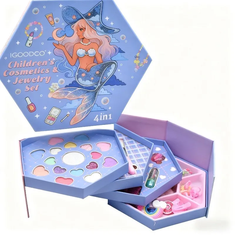 ENSEMBLE COSMÉTIQUE ET BIJOUX 4EN1