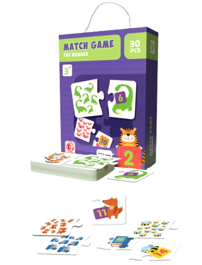 Jeu éducatif d’association des nombres avec cartes illustrées – 30 pièces