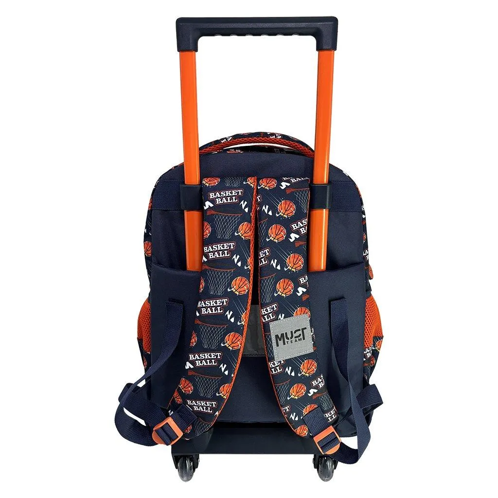 Sac à dos d'école à roulettes, 3 compartiments, pour équipe de basket-ball