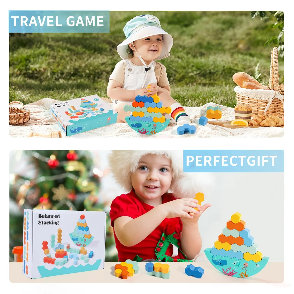 Jeu d’Empilage et d’Équilibrage en Bois pour Enfants