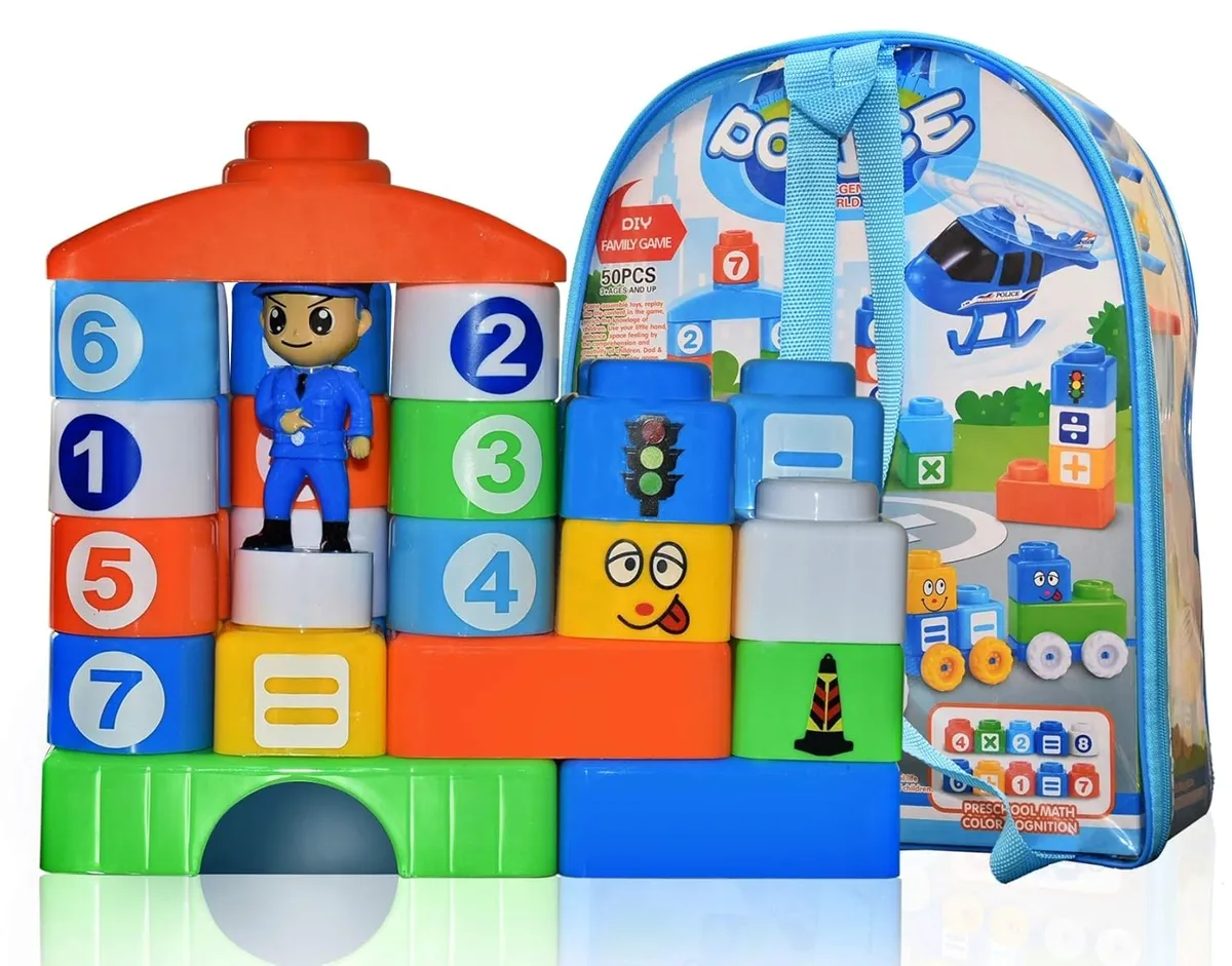 Sac de Blocs de Construction Police 50 Pièces