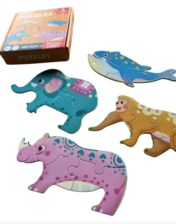 Puzzle éducatif en bois 4 en 1 de 20 pièces représentant des animaux