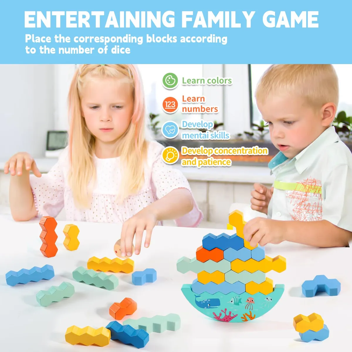 Jeu d’Empilage et d’Équilibrage en Bois pour Enfants