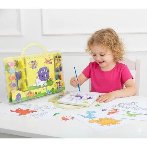Kit de peinture enfant- mallette créative dinosaures
