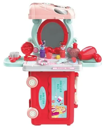 Coiffeuse Enfant “Dresser Bus” 3 en 1 – Valisette Beauté Transformable avec Accessoires