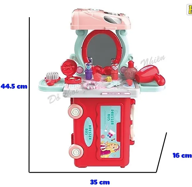 Coiffeuse Enfant “Dresser Bus” 3 en 1 – Valisette Beauté Transformable avec Accessoires