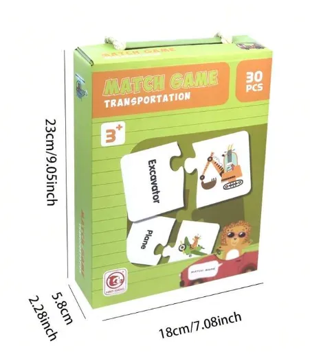 Jeu éducatif « Match Game Transportation » – Cartes à associer (30 pièces)