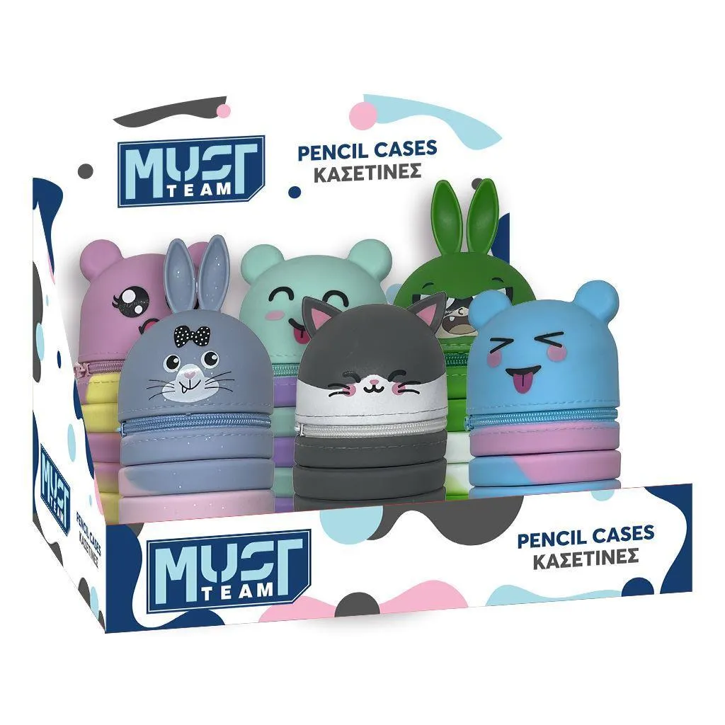 Trousse à crayons en silicone pliable Must Team avec animaux en 6 modèles