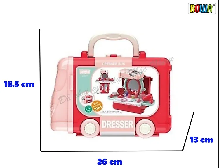 Coiffeuse Enfant “Dresser Bus” 3 en 1 – Valisette Beauté Transformable avec Accessoires