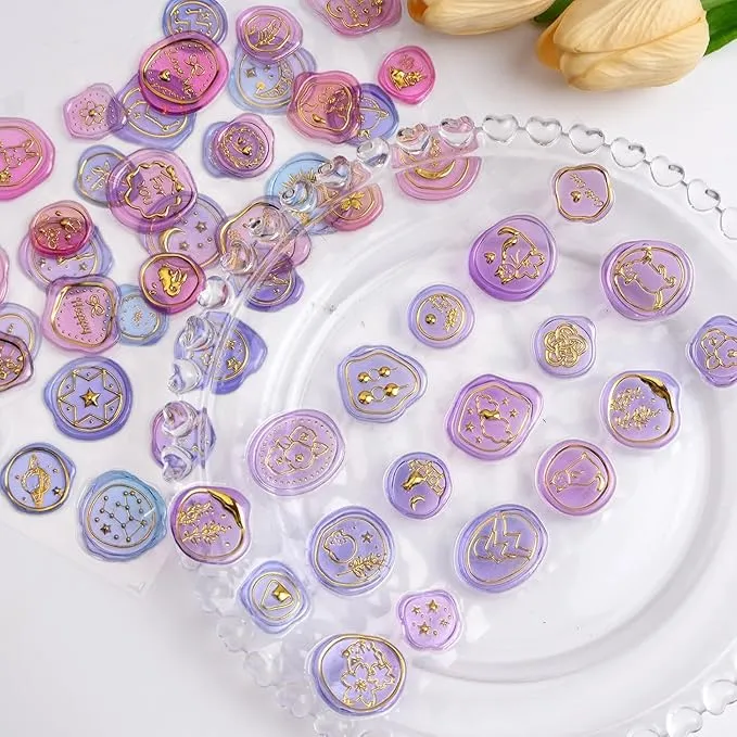 Autocollants décoratifs pastel avec motifs dorés