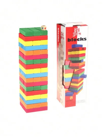 JENGA 54 BLOCS DE CONSTRUCTION COLORÉS
