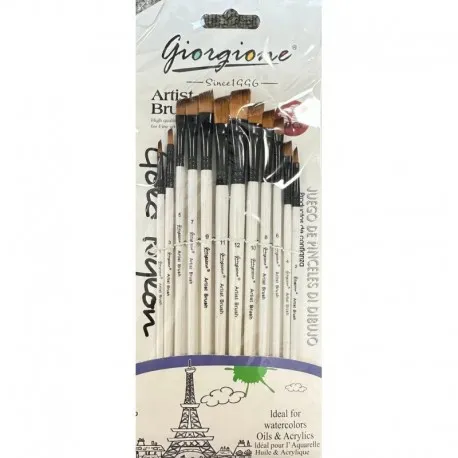 POCHETTE 12 PINCEAUX PLAT GIORGIONE