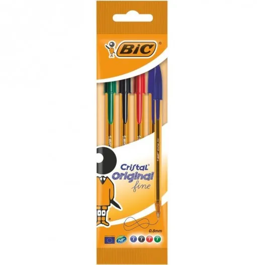 POCHE DE 4 STYLO A BILLE BIC ORANGE
