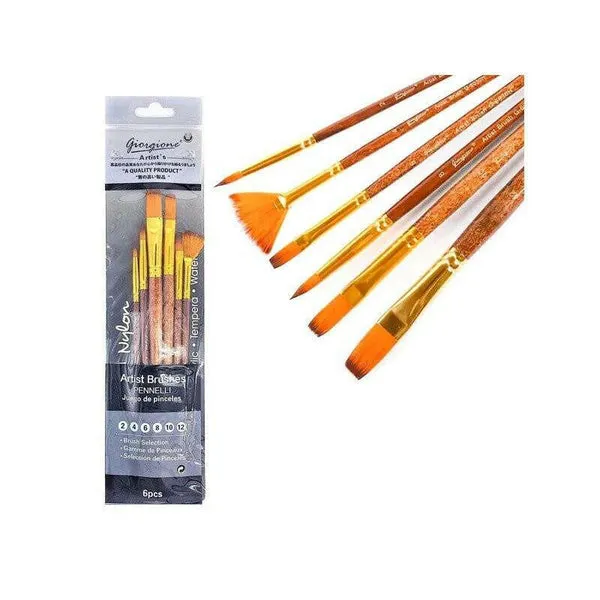 POCHETTE DE 6 PINCEAUX ROND ET PLAT