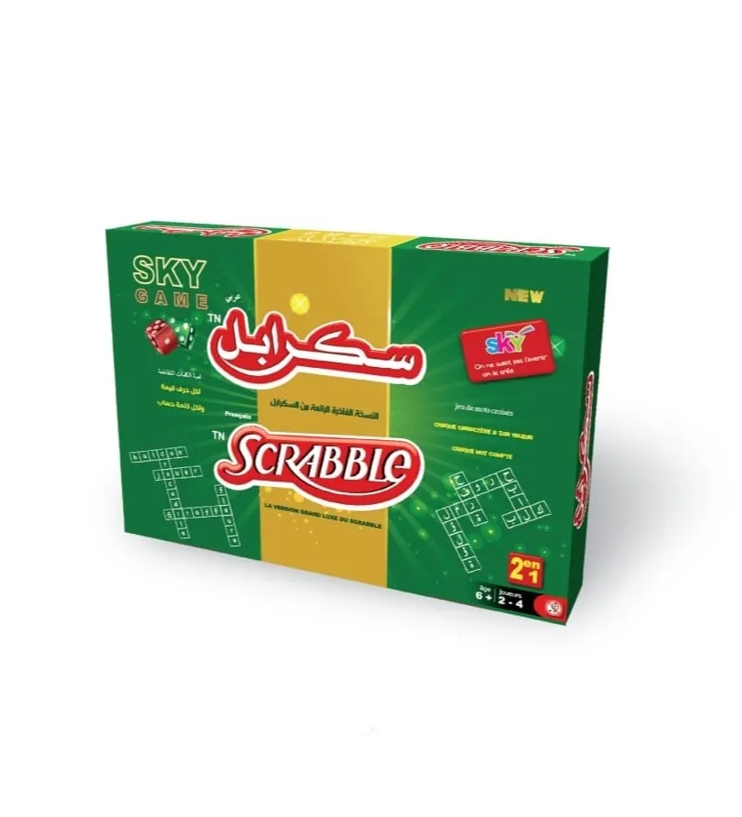 Jeu de Société Scrabble Sky Game 2 en 1 – Version Classique et Mots Croisés
