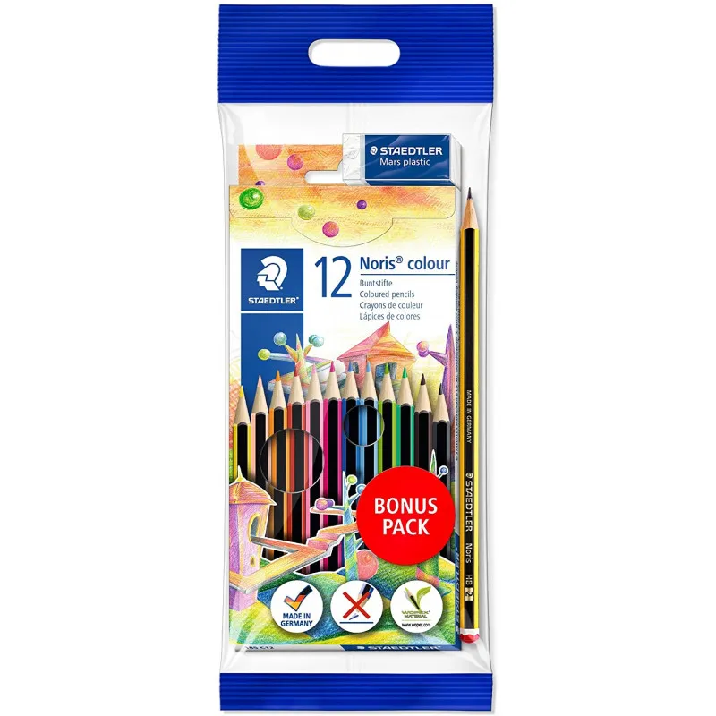 12 CRAYON DE COULEUR + CRAYON NOIR +GOMME