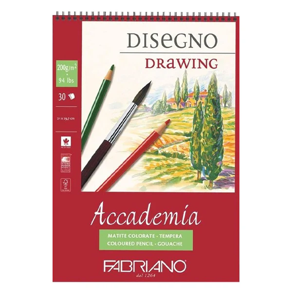 Bloc Dessin Accademia Gouache Fabriano A4 200gr Fabriano