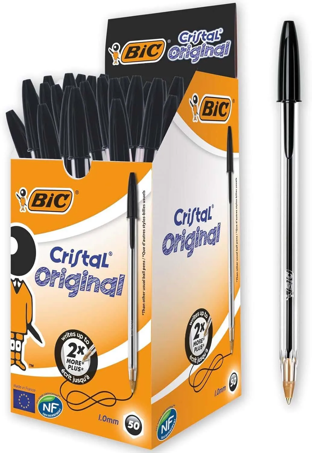 PACK 50 STYLOS BIC CRISTAL ORIGINAL NOIR