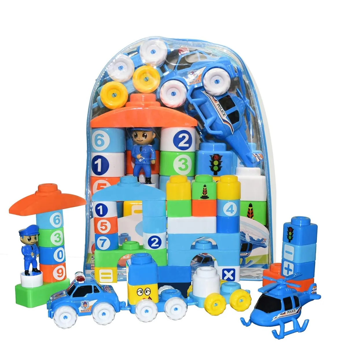 Sac de Blocs de Construction Police 50 Pièces