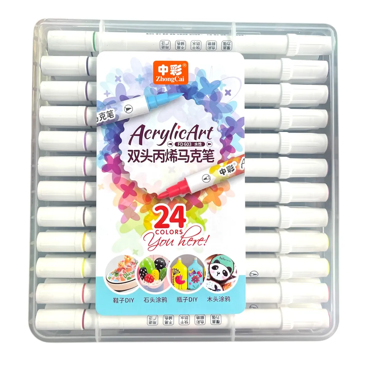 Set de Marqueurs Acryliques Double Pointe – 24 Couleurs