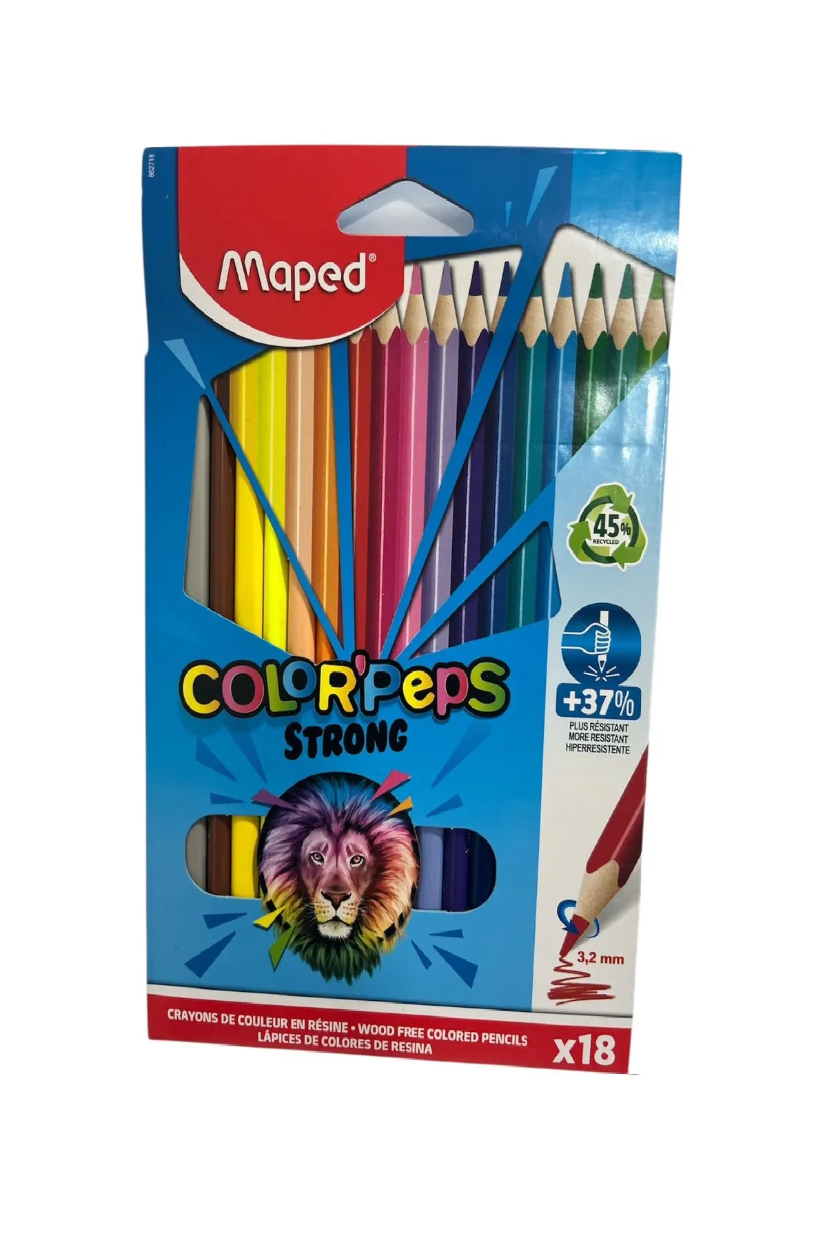 POCH DE 18 CRAYONS COUL PLAST COLORPEPS