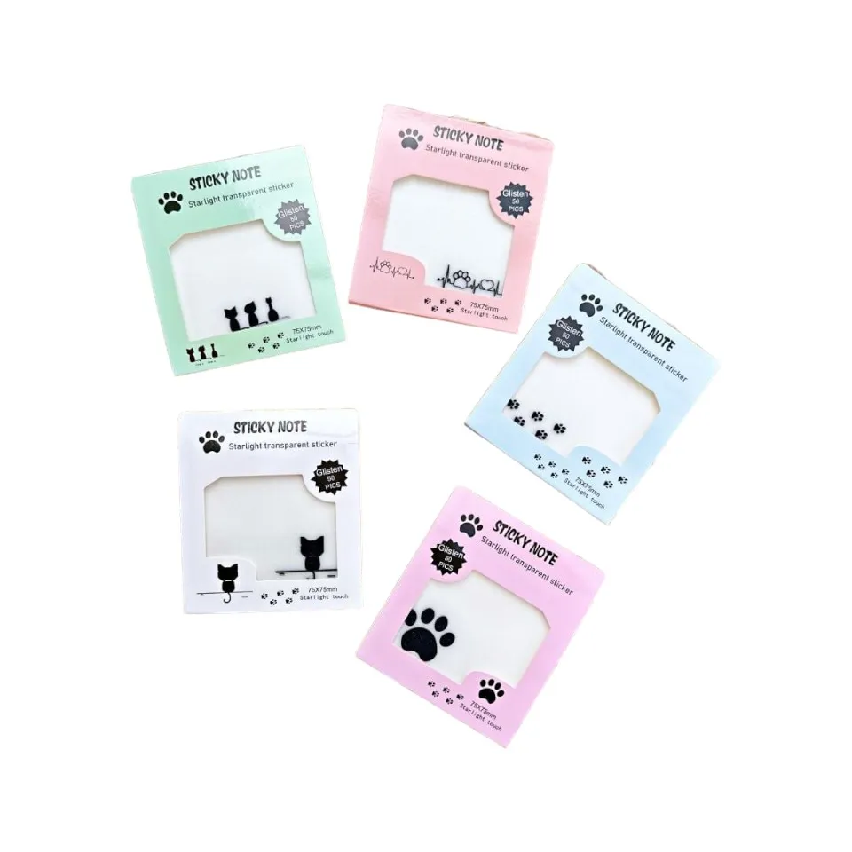 STICK NOTE TRANSP CATS