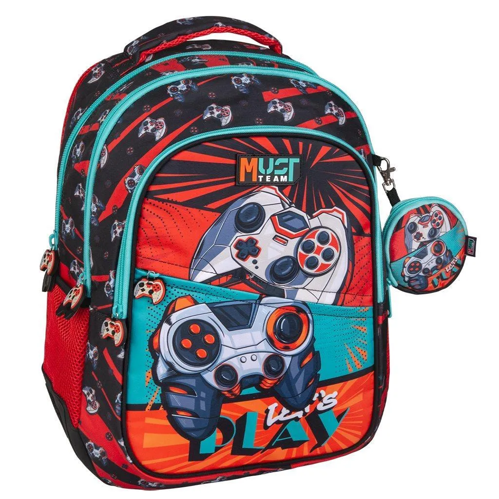 Sac à dos d'école Élémentaire Must Team Let's Play 3 Cases