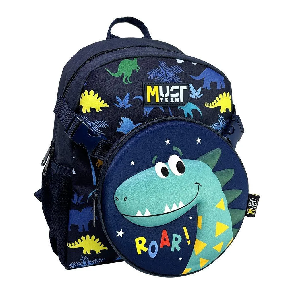 Sac à dos d'école maternelle Must Team Dino 1 avec sac banane et bandoulière amovibles