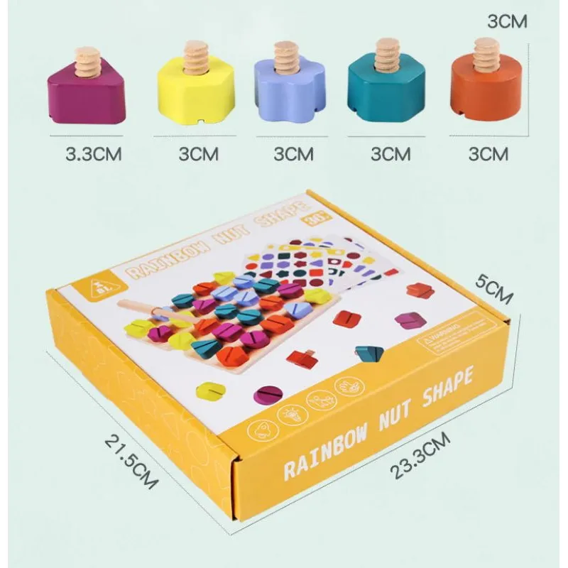 Jeu de logique en couleurs Torni - Forme de noix arc-en-ciel