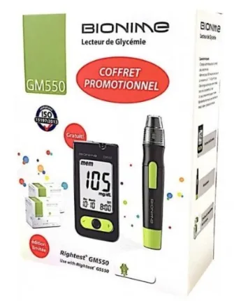 Coffret BIONIME Lecteur + 2 Boîtes de Bandelettes Glycémie 50 unités
