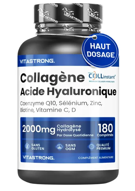 COLLAGENE et ACIDE HYALURONIQUE Vitastrong - 2000mg Collagène