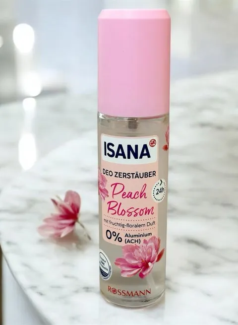 ISANA Déodorant atomiseur Fleur de Pêcher - Protection longue durée 24 heures, parfum pêche et rose, 75 ml