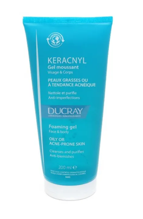 KERACNYL Gel Moussant Visage et Corps - Peaux à Tendance Acnéique 200ml - Ducray