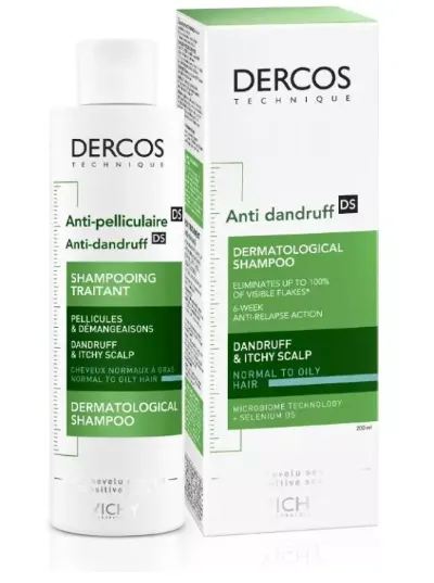 Vichy Dercos Anti-Pelliculaire Shampooing Traitant Cheveux Normaux A Gras 200ml
