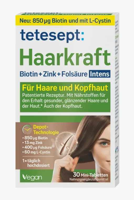 tetesept Haarkraft Depot Intens Biotin + Zink + Folsäure Tabletten, 30 Stk