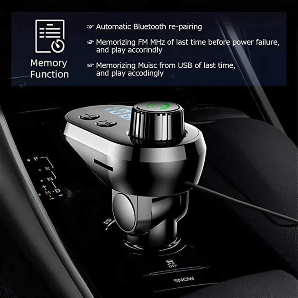 Q15 Car Handsfree Wireless Bluetooth 5.0 Kit FM Transmitter Car LCD Display MP3 Player USB Charger FM Modulator Car Accessories