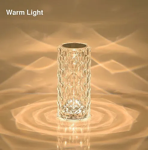 Led Crystal Table Lamp Rose Light Projector 3/16 Colors Touch Control RGB
